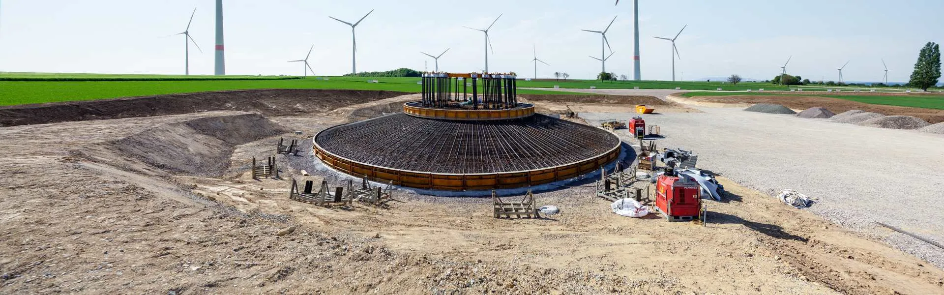 Construction des fondations d'une éoliennes onshore