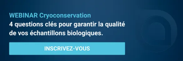 Bannière d'inscription au webinar Air Liquide sur la cryoconservation : les 4 clés pour des échantillons biologiques de qualité.