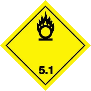 Losange jaune, gaz comburant (oxydant).