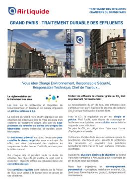 Couverture document sur le Grand Paris et le traitement durable des effluents  d'eaux usées